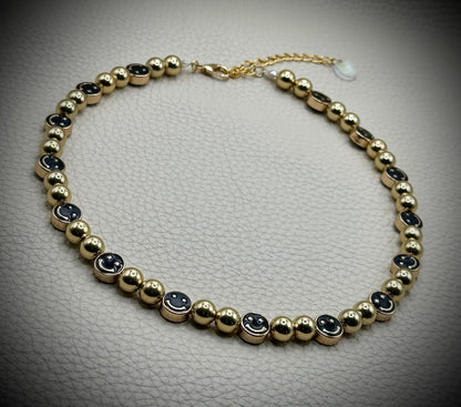 Gold & Black Smiley Necklace