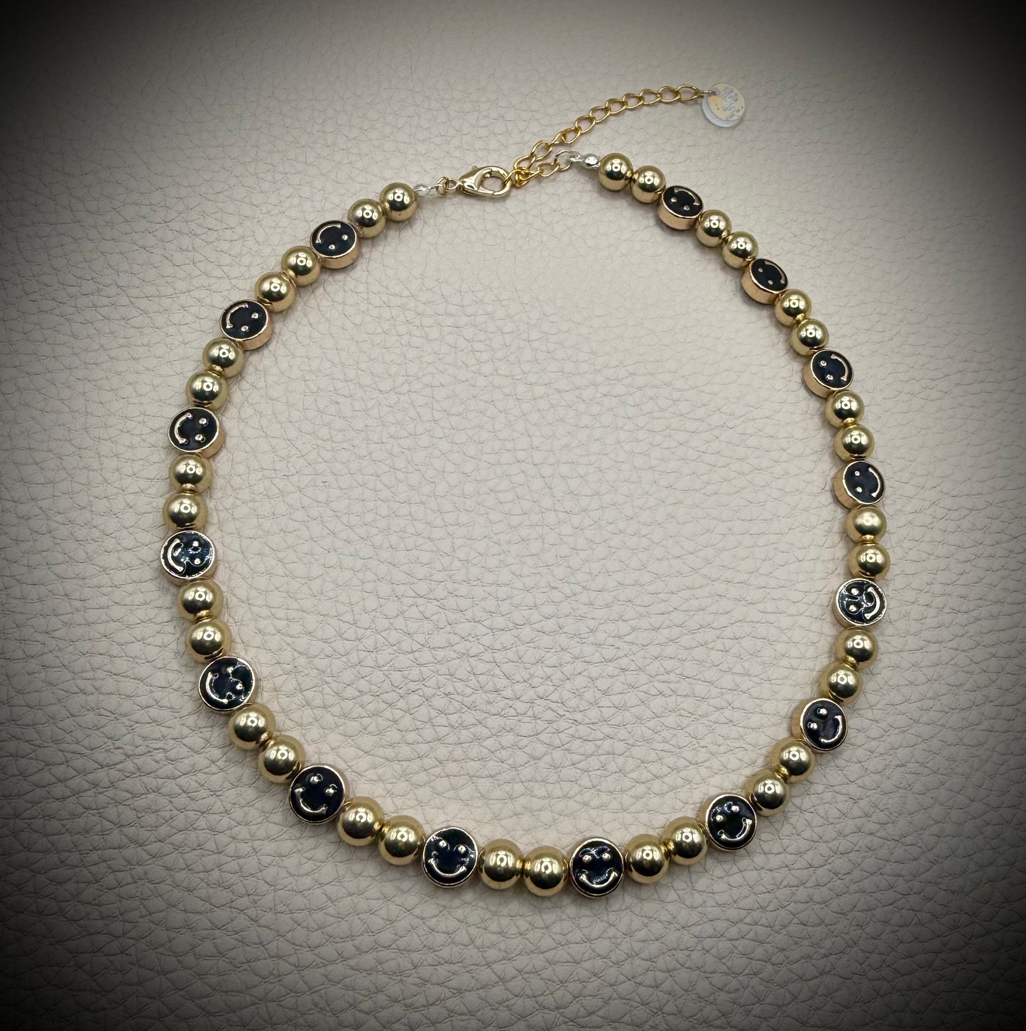 Gold & Black Smiley Necklace