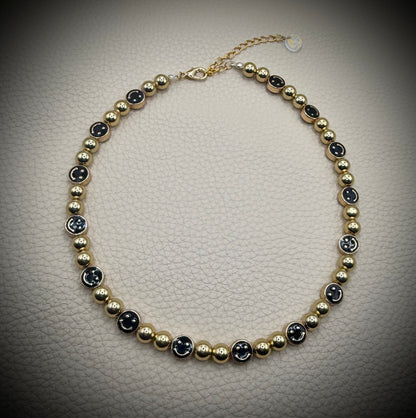 Gold & Black Smiley Necklace
